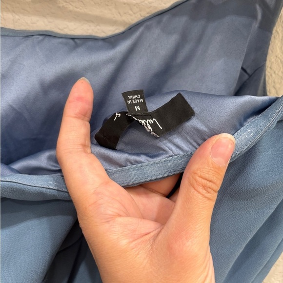 NWOT Lulus‎ Magical Romance Slate Blue Ruffled One-Shoulder Maxi Dress - Picture 6 of 9